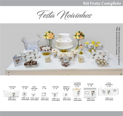 Kit Festa Completo Decoração Tema Noivado Noivos Noivinhos