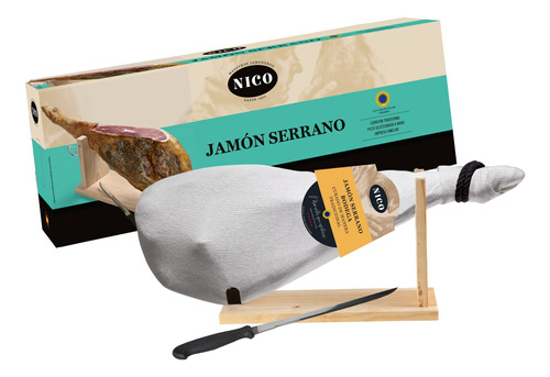 Pata De Jamón Serrano + Cuchillo + Atril  (7,2 Kg Aprox)  -