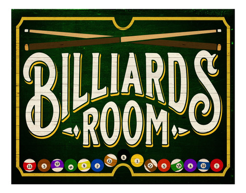 Lista De Sala De Billar  Billiards  -vintage Pool Sala-14 X