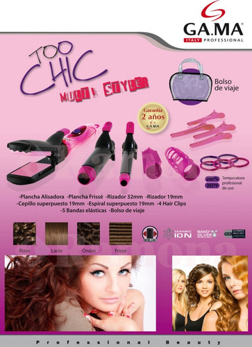 Imagen 5 de 10 de Planchita de pelo GA.MA Italy Multistyler Too Chic rosa y negra 110V/240V