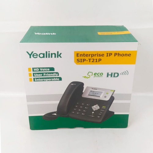 Telefone Ip Yealink C/ Poe E Fonte 110/220v Sip T21p/e2