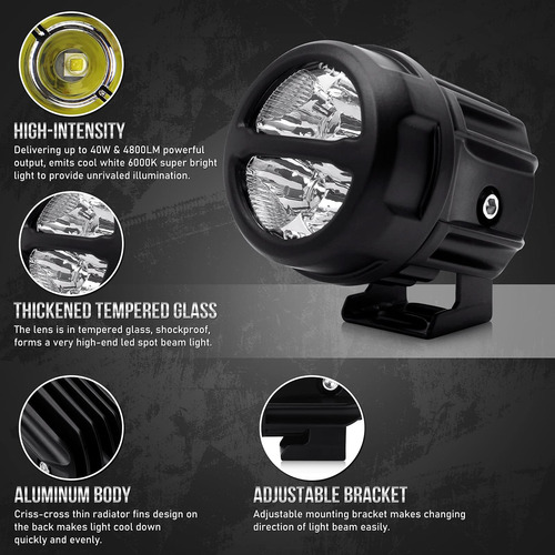 Luces De Conducción Led De 40w, 3 Pulgadas 4800lm De Lámpara