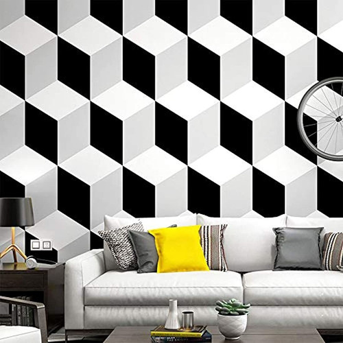  Black And White Square Modern Geometric Wallpaper