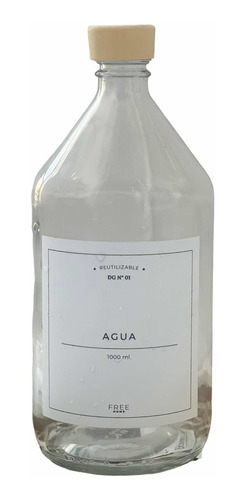 Botella Jarra Vidrio Para Agua Con Tapa Madera De 1 Litro