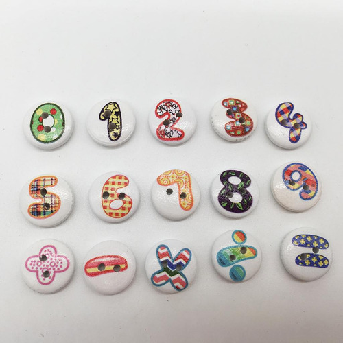 2 X 100 Piezas De Botones De , 2 Agujeros, Números, ,