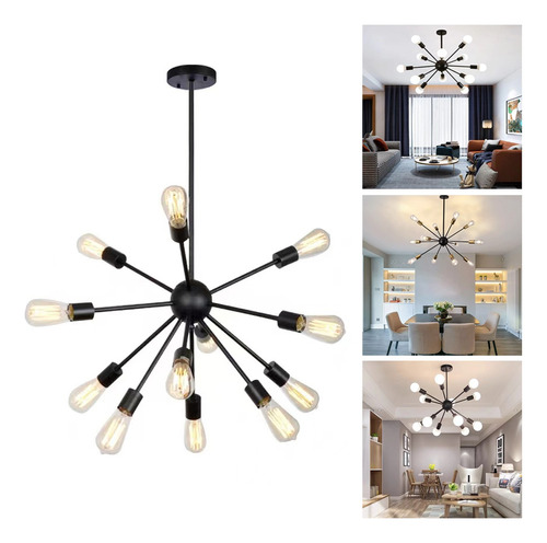 Lámpara De Techo Colgante Moderna Candelabro E26 De 12 Luces