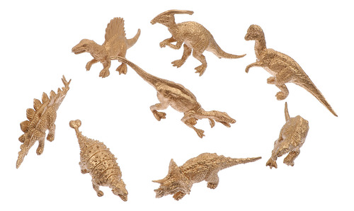 Ornamentos Dorados Modelo Dinosaurio Mini, 8 Unidades