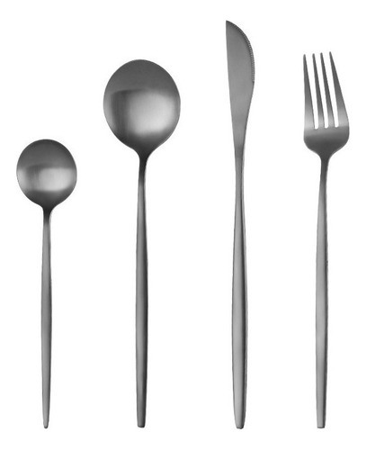 Juego De 48 Cubiertos De Acero Inoxidable Negro