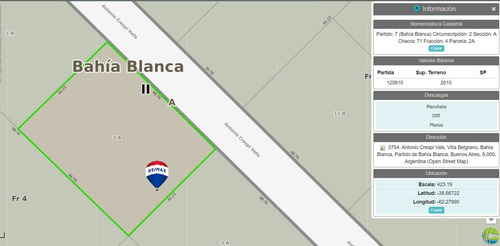 Imagen 7 de 8 de Venta Lote, 2.010 M², Villa Belgrano, Bahia Blanca