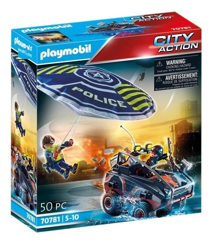 Set Playmobil Policia Paracaidas Persecucion Anfibio Tut