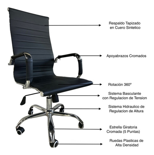 Sillon Gerencial Aluminium Premium Charles Eames Ergonomic C