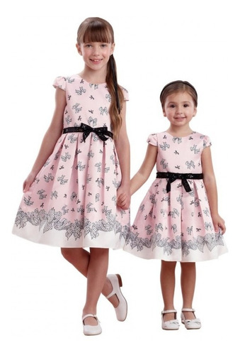 Imagem 1 de 3 de Vestido De Festa Infantil Petit Cherie P&b Moderno 20200