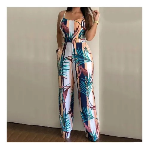 . Mono Sin Mangas Con Estampado De Hojas For Mujer Cl