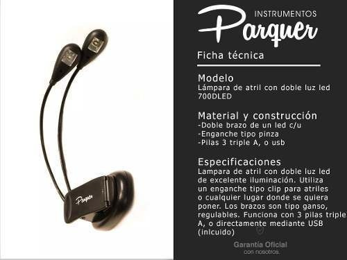 Lampara Luz Led Parquer Doble Brazo Para Atril Clip Cuota