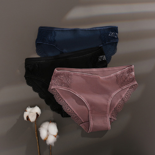 Bragas De Encaje Con Retazos De Algodón Para Mujer, 9 Unidad