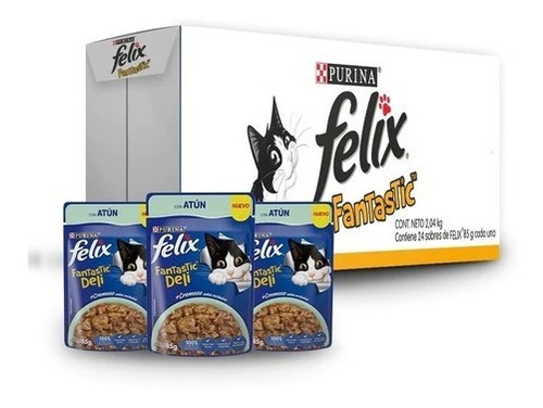 15 Pouch Felix Gato Fantastic Deli Atún Caja