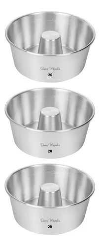 Kit 3 Forma Assadeira Bolo Pudim Redonda Tubo 20 3115 E94 Cor Alu...