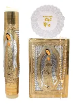 Comprar Kit Primera Comunión Vela Biblia Repujado Rosario Virgen Cc