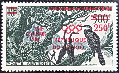 Congo Aves, Sello Aéreo Yv A1 Resello 250fr 1960 Mint L19018