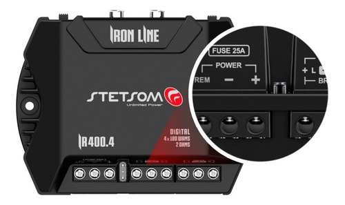 Modulo De Potencia Iron Line 400.4 Rms 2ohms 4 Canais Stetsom Cor Preto