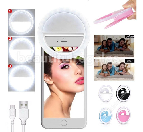 Aro Luz Led Selfie Celular Tablet Linterna Anillo Regarcable