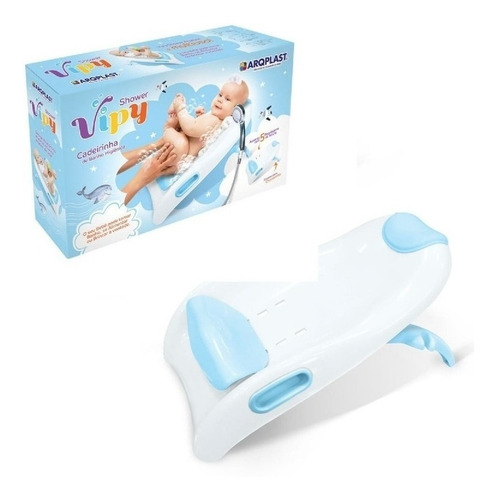Imagem 1 de 5 de Cadeirinha De Banho Do Bebe Higienica Assento Regulavel Azul