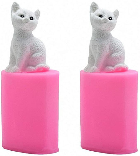 2 Moldes De Silicona Para Velas De Gatito, Tamaño Pequeño.