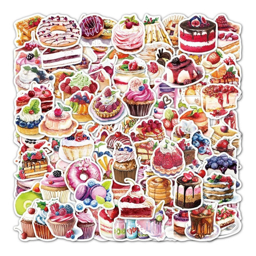 Postres Cupcake 50 Calcomanias Sticker Contra Agua Pastel
