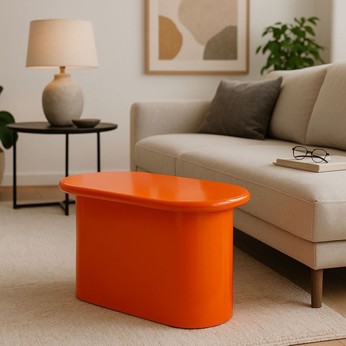 Mesa De Arrime En Mdf Curvo Laqueado Naranja