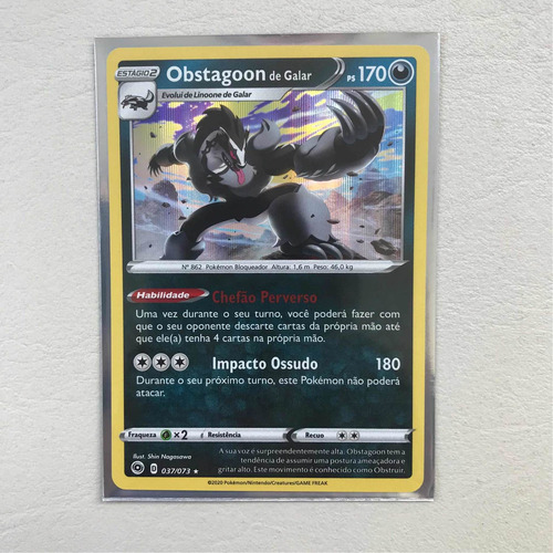 Carta Pokémon Obstagoon Brilhante + Brinde