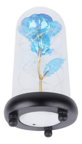 Rosa Azul En Cúpula De Cristal Con Luces Led Regalo De