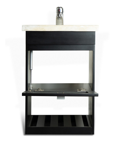 Imagen 6 de 9 de Vanitory Colgante 40cm Madera Bacha Travertino