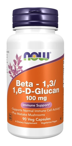 Beta-1,3/1,6-d-glucano 100 Mg 90 Cápsulas Vegetais Now Foods Sabor Without flavor