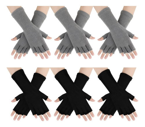 6 Pares De Guantes Unisex De Medio Dedo, Guantes Cálidos De 