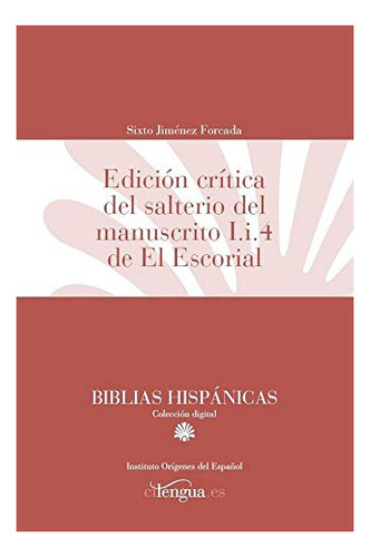 Libro Edición Crítica Del Salterio Del Manuscrito I.i.4  De