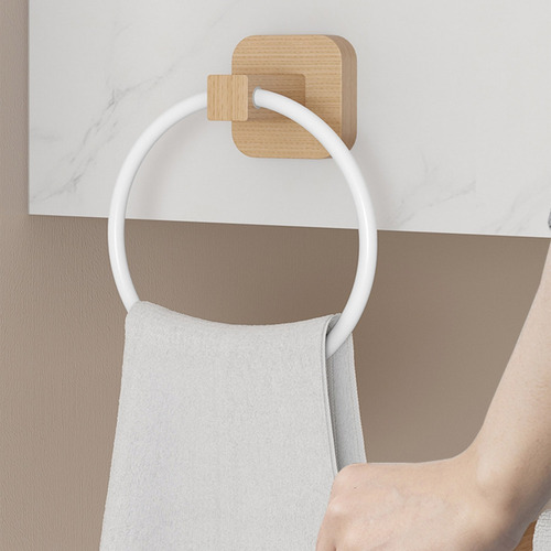Toallero De Mano Con Forma De Anillo De Madera Para Toallas