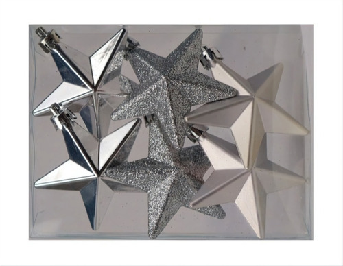 6 Esferas Navideñas Estrella 7cm Plástico 