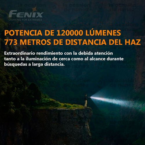Imagen 5 de 9 de Linterna De Mano Led Fenix Lr40r 12000 Lu Recargable 773 Mt