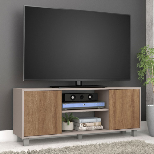 Estante para TV Luka de 2 puertas Fendi/Mel de hasta 50 pulgadas, color marrón claro