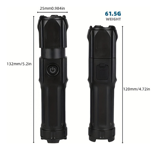 Linterna Con Zoom Ultrabrillante Portátil Recargable De 800