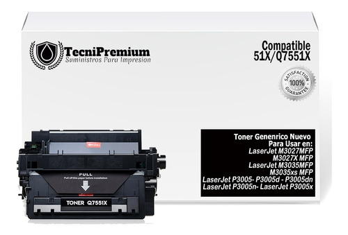 Toner 51x Q7551x Generico | Para M3027 M3035 P3005 P3005dn