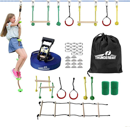 Kit Ninja Slackline De 40 Pies Que Incluye 8 Obstáculos CoLG