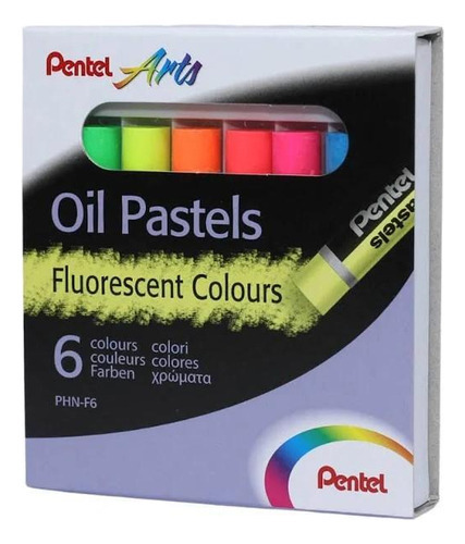 Giz Pastel Oleoso Com 6 Cores Fluorescente Pentel