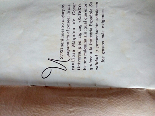 Antiguo Libro De Instrucciones Maquina Coser Refrey Manual (Usado)