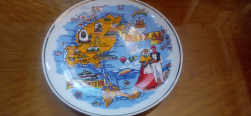 Antiguo Plato Decorativo Importado Ibiza Impecable 25cm N501