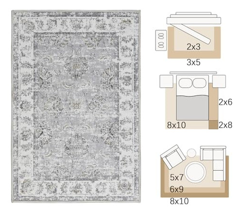 Alfombra Lavable Bohemia 3 X 5 Pies Estampado Floral