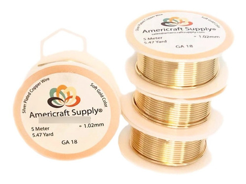 Imagen 1 de 2 de Alambre Aaa #18 Soft Gold Americraft Supply Bijouterie