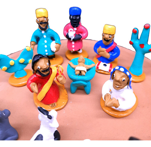 Estátua Presépio 16pçs Miniaturas Escultura Cerâmica Caruaru