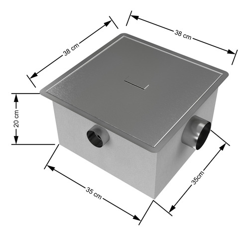 Caixa De Gordura Industrial Inox Cozinha Com Cesto 35x35cm