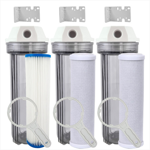 Kit 3 Filtros Triplo Plissado Cerveja Artesanal Retira Cloro Cor Branco